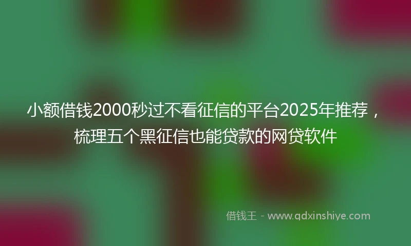 小额借钱2000秒过不看征信的平台2025年推荐，梳理五个黑征信也能贷款的网贷软件