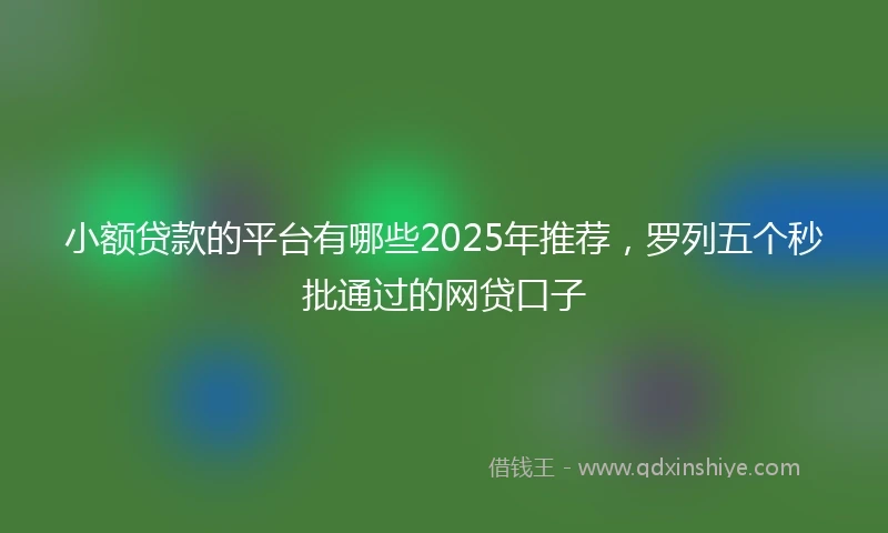 小额贷款的平台有哪些2025年推荐,罗列五个秒批通过的网贷口子