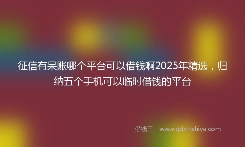 征信有呆账哪个平台可以借钱啊2025年精选,归纳五个手机可以临时借钱的平台