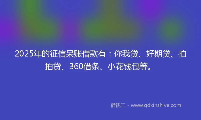 2025年的征信呆账借款有：你我贷、好期贷、拍拍贷、360借条、小花钱包等。