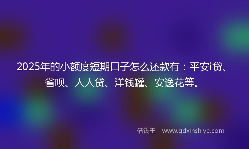 2025年的小额度短期口子怎么还款有：平安i贷、省呗、人人贷、洋钱罐、安逸花等。