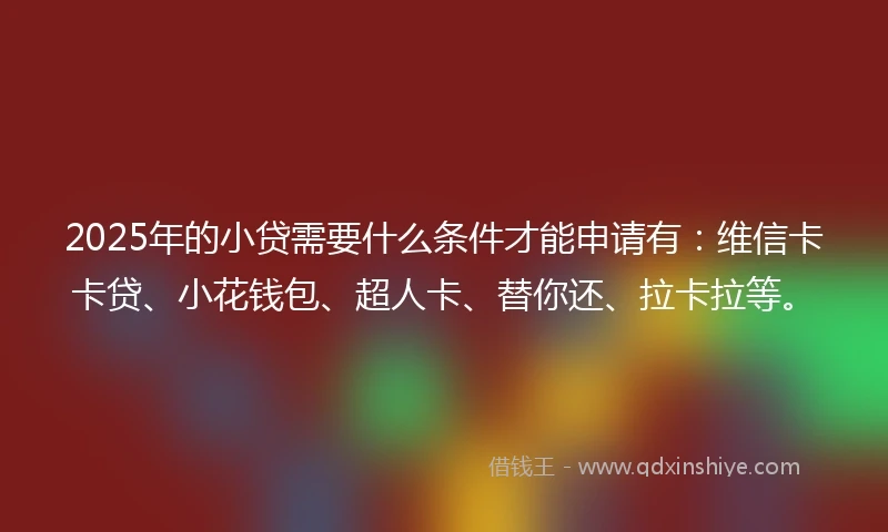 2025年的小贷需要什么条件才能申请有：维信卡卡贷、小花钱包、超人卡、替你还、拉卡拉等。