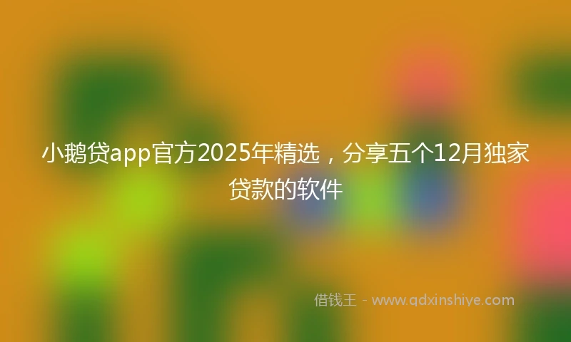 小鹅贷app官方2025年精选，分享五个12月独家贷款的软件