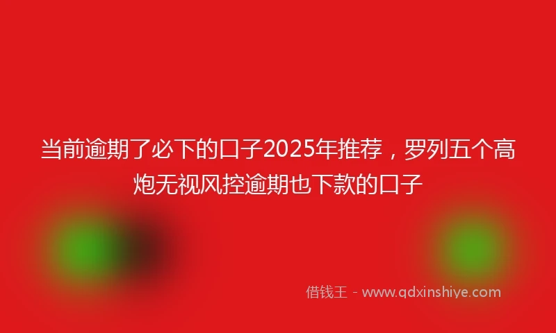 当前逾期了必下的口子2025年推荐，罗列五个高炮无视风控逾期也下款的口子
