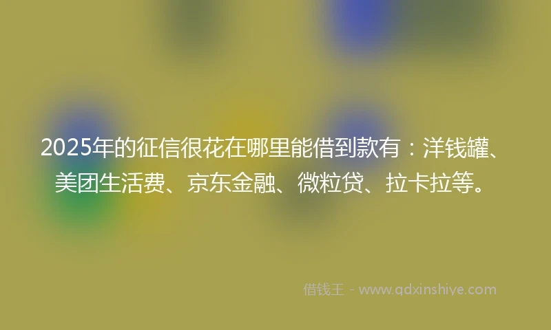 2025年的征信很花在哪里能借到款有:洋钱罐、美团生活费、京东金融、微粒贷、拉卡拉等。