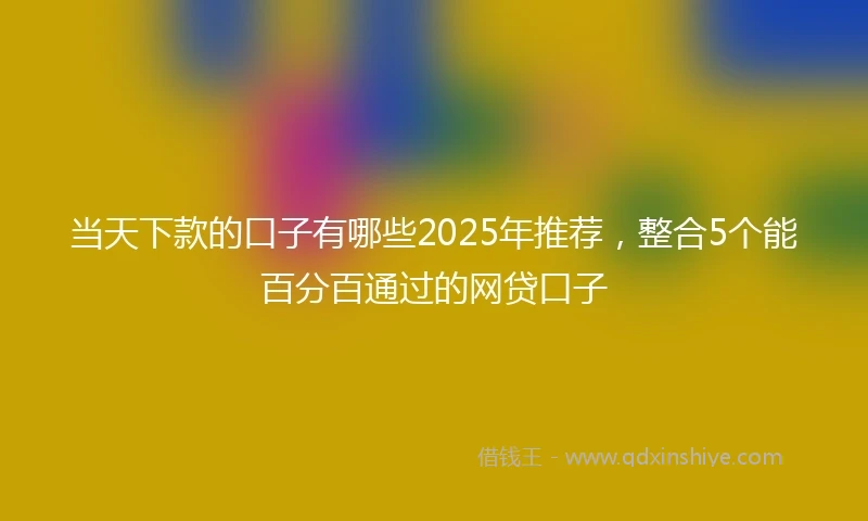 当天下款的口子有哪些2025年推荐，整合5个能百分百通过的网贷口子