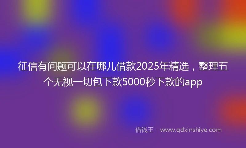 征信有问题可以在哪儿借款2025年精选，整理五个无视一切包下款5000秒下款的app