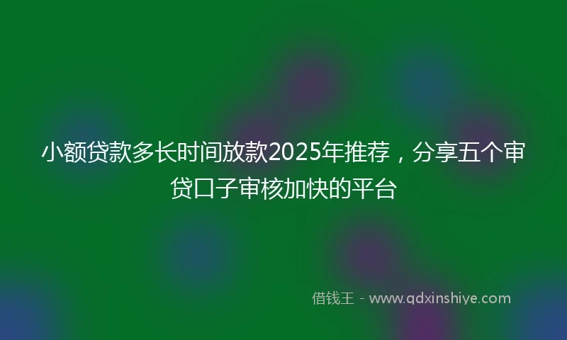 小额贷款多长时间放款2025年推荐，分享五个审贷口子审核加快的平台