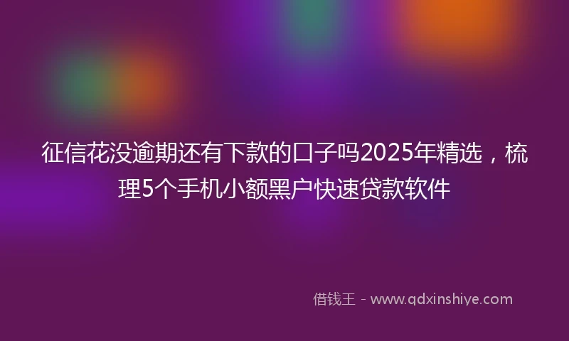 征信花没逾期还有下款的口子吗2025年精选，梳理5个手机小额黑户快速贷款软件