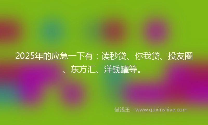 2025年的应急一下有：读秒贷、你我贷、投友圈、东方汇、洋钱罐等。