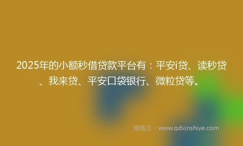 2025年的小额秒借贷款平台有：平安i贷、读秒贷、我来贷、平安口袋银行、微粒贷等。
