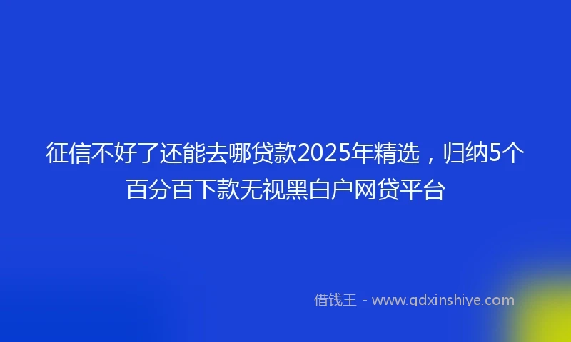征信不好了还能去哪贷款2025年精选，归纳5个百分百下款无视黑白户网贷平台