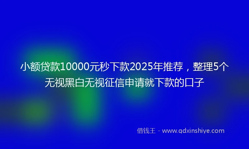 小额贷款10000元秒下款2025年推荐，整理5个无视黑白无视征信申请就下款的口子