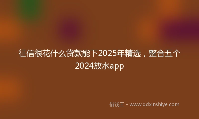 征信很花什么贷款能下2025年精选,整合五个2024放水app