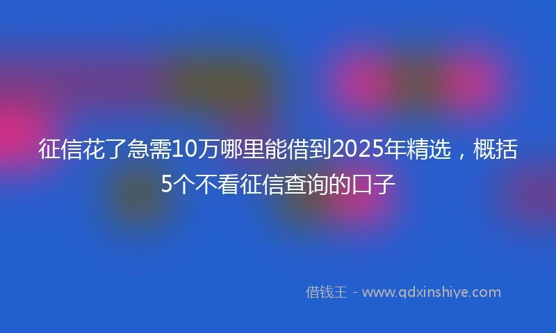 征信花了急需10万哪里能借到2025年精选，概括5个不看征信查询的口子