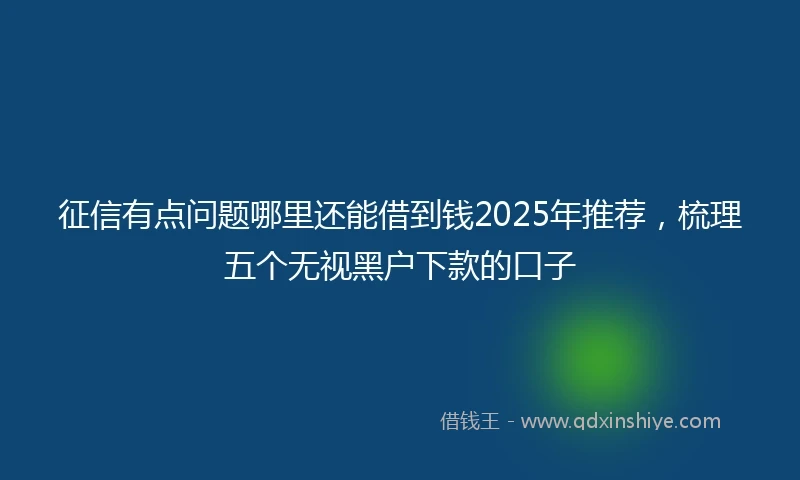 征信有点问题哪里还能借到钱2025年推荐，梳理五个无视黑户下款的口子