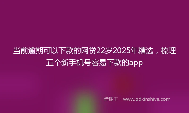 当前逾期可以下款的网贷22岁2025年精选，梳理五个新手机号容易下款的app