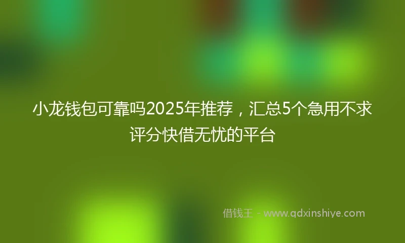 小龙钱包可靠吗2025年推荐，汇总5个急用不求评分快借无忧的平台