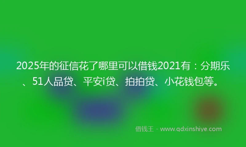 2025年的征信花了哪里可以借钱2021有：分期乐、51人品贷、平安i贷、拍拍贷、小花钱包等。