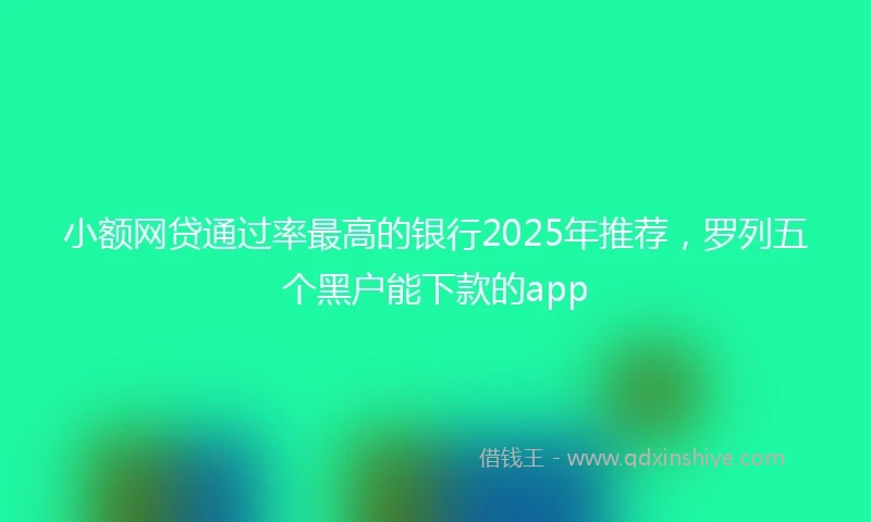 小额网贷通过率最高的银行2025年推荐，罗列五个黑户能下款的app