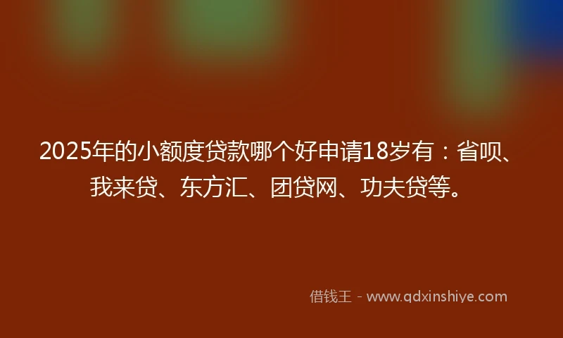 2025年的小额度贷款哪个好申请18岁有：省呗、我来贷、东方汇、团贷网、功夫贷等。