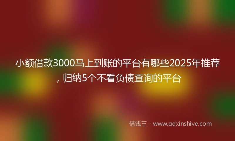 小额借款3000马上到账的平台有哪些2025年推荐，归纳5个不看负债查询的平台