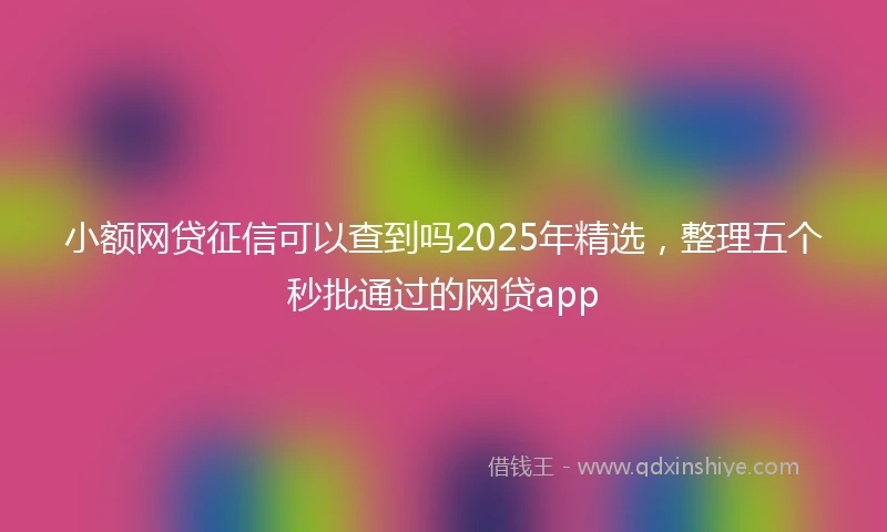 小额网贷征信可以查到吗2025年精选，整理五个秒批通过的网贷app