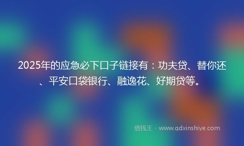 2025年的应急必下口子链接有：功夫贷、替你还、平安口袋银行、融逸花、好期贷等。