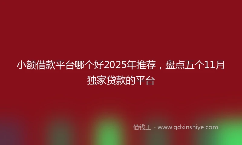 小额借款平台哪个好2025年推荐，盘点五个11月独家贷款的平台
