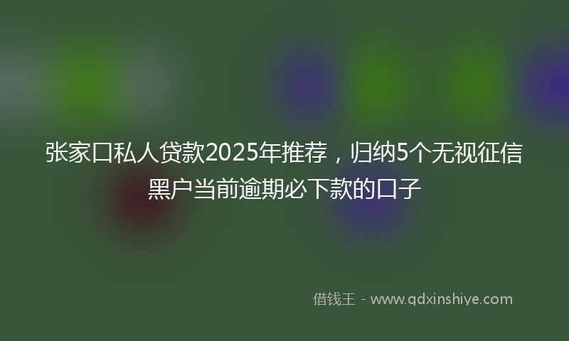 张家口私人贷款2025年推荐，归纳5个无视征信黑户当前逾期必下款的口子