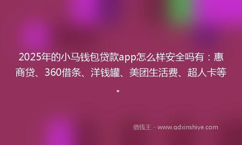 2025年的小马钱包贷款app怎么样安全吗有：惠商贷、360借条、洋钱罐、美团生活费、超人卡等。