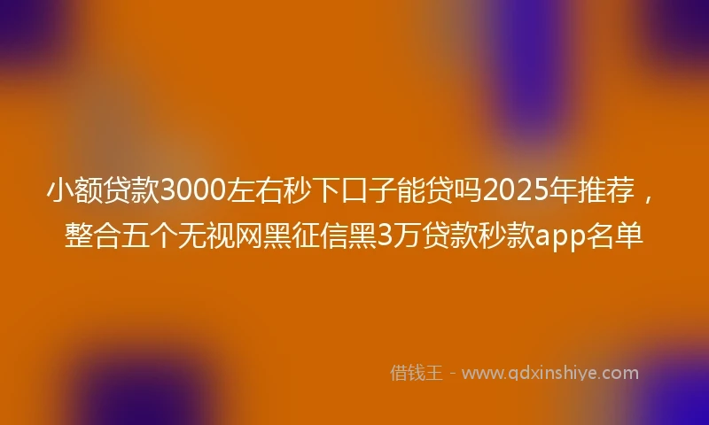 小额贷款3000左右秒下口子能贷吗2025年推荐，整合五个无视网黑征信黑3万贷款秒款app名单