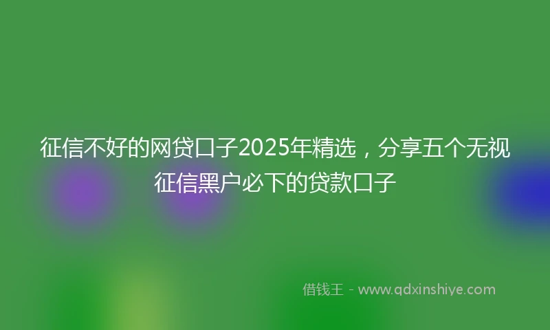 征信不好的网贷口子2025年精选，分享五个无视征信黑户必下的贷款口子