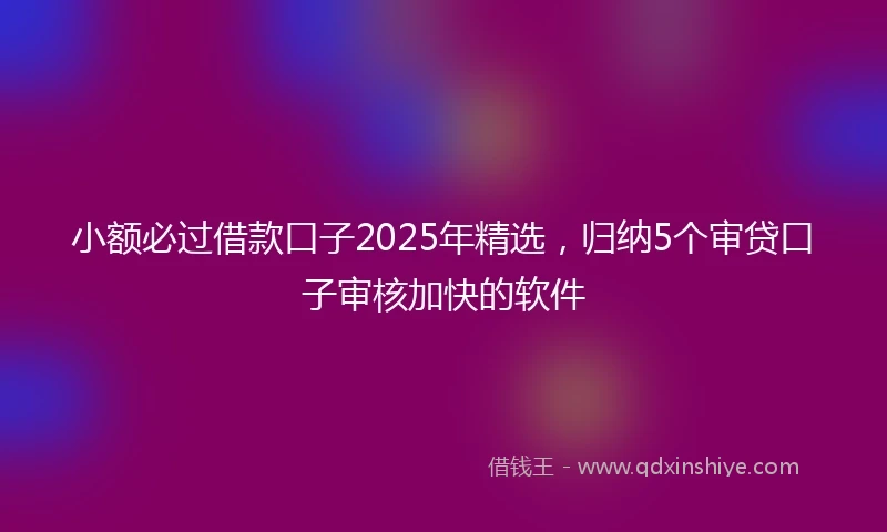 小额必过借款口子2025年精选，归纳5个审贷口子审核加快的软件