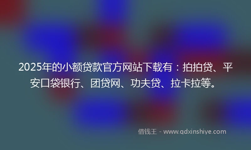 2025年的小额贷款官方网站下载有：拍拍贷、平安口袋银行、团贷网、功夫贷、拉卡拉等。