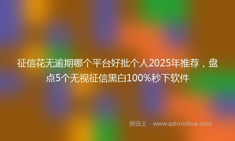 征信花无逾期哪个平台好批个人2025年推荐，盘点5个无视征信黑白100%秒下软件