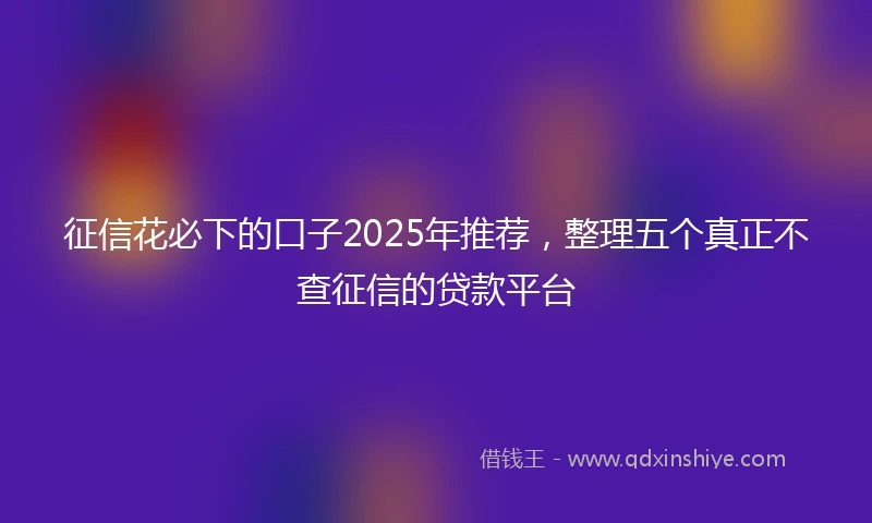 征信花必下的口子2025年推荐，整理五个真正不查征信的贷款平台