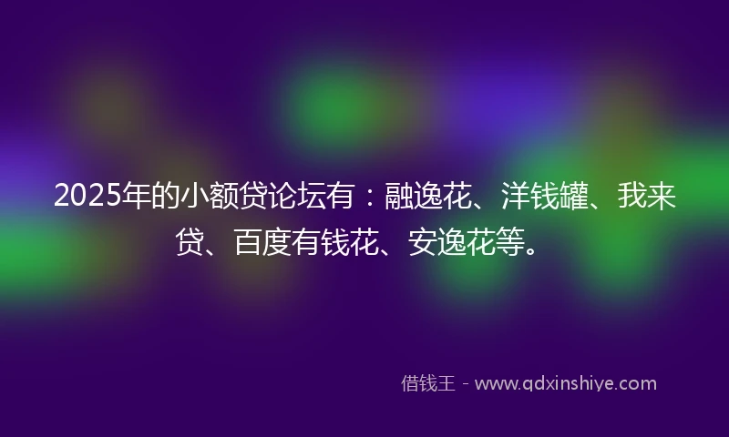 2025年的小额贷论坛有：融逸花、洋钱罐、我来贷、百度有钱花、安逸花等。