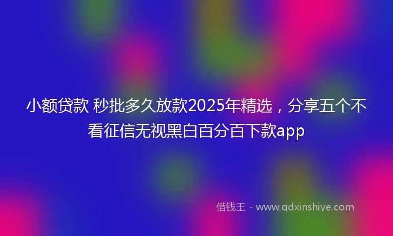 小额贷款 秒批多久放款2025年精选，分享五个不看征信无视黑白百分百下款app