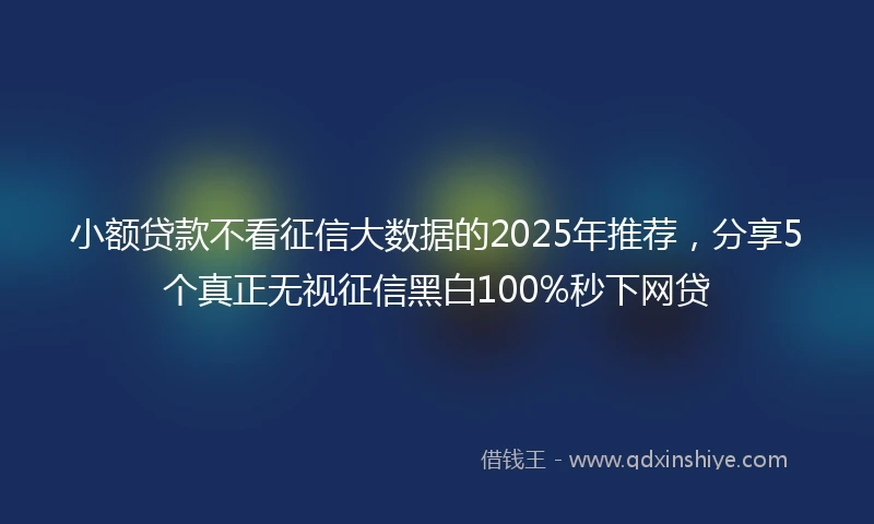 小额贷款不看征信大数据的2025年推荐，分享5个真正无视征信黑白100%秒下网贷