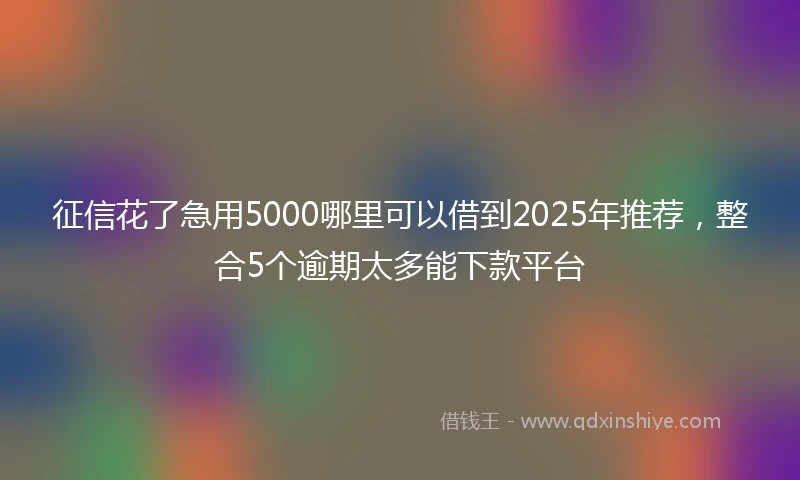 征信花了急用5000哪里可以借到2025年推荐，整合5个逾期太多能下款平台