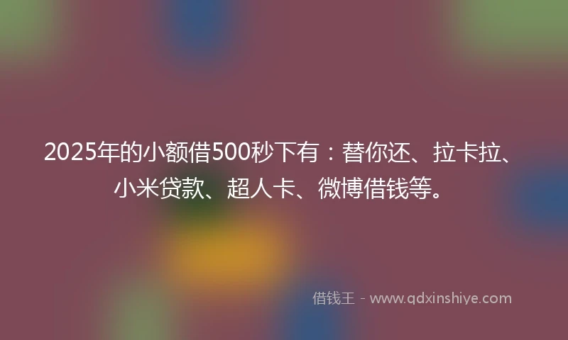 2025年的小额借500秒下有：替你还、拉卡拉、小米贷款、超人卡、微博借钱等。