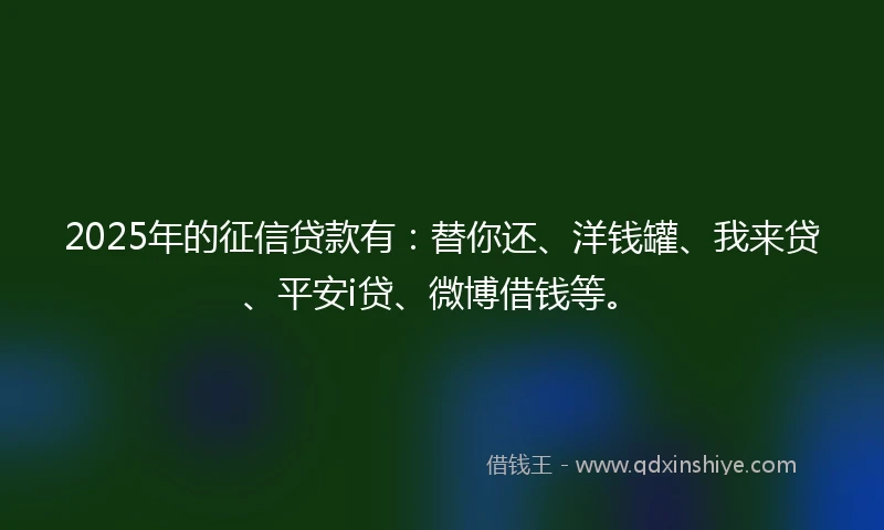 2025年的征信贷款有：替你还、洋钱罐、我来贷、平安i贷、微博借钱等。