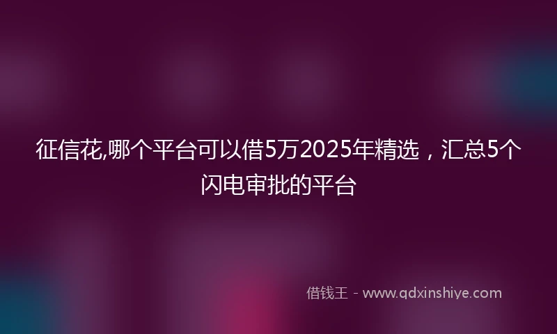 征信花,哪个平台可以借5万2025年精选，汇总5个闪电审批的平台