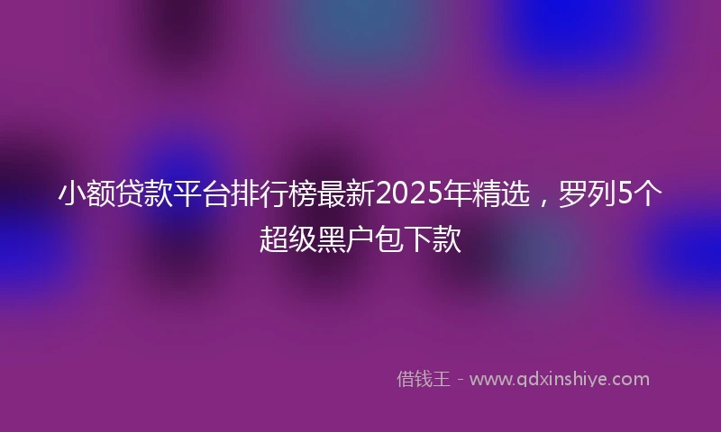 小额贷款平台排行榜最新2025年精选，罗列5个超级黑户包下款