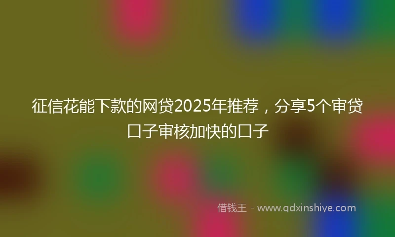 征信花能下款的网贷2025年推荐，分享5个审贷口子审核加快的口子