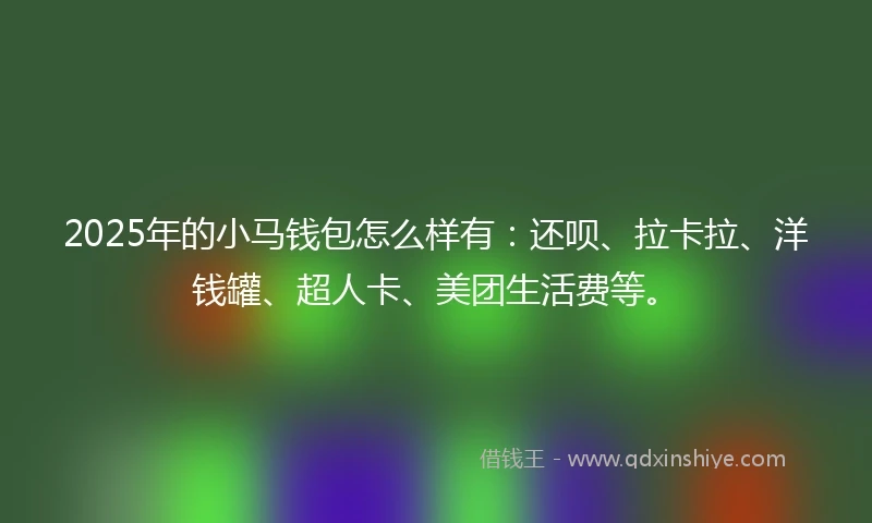 2025年的小马钱包怎么样有：还呗、拉卡拉、洋钱罐、超人卡、美团生活费等。