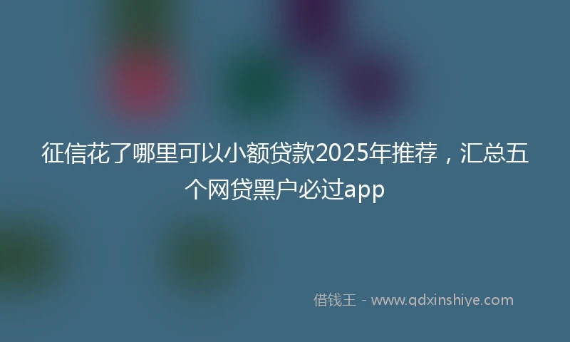 征信花了哪里可以小额贷款2025年推荐，汇总五个网贷黑户必过app