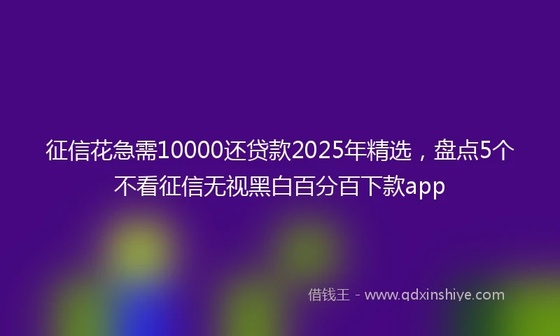 征信花急需10000还贷款2025年精选,盘点5个不看征信无视黑白百分百下款app