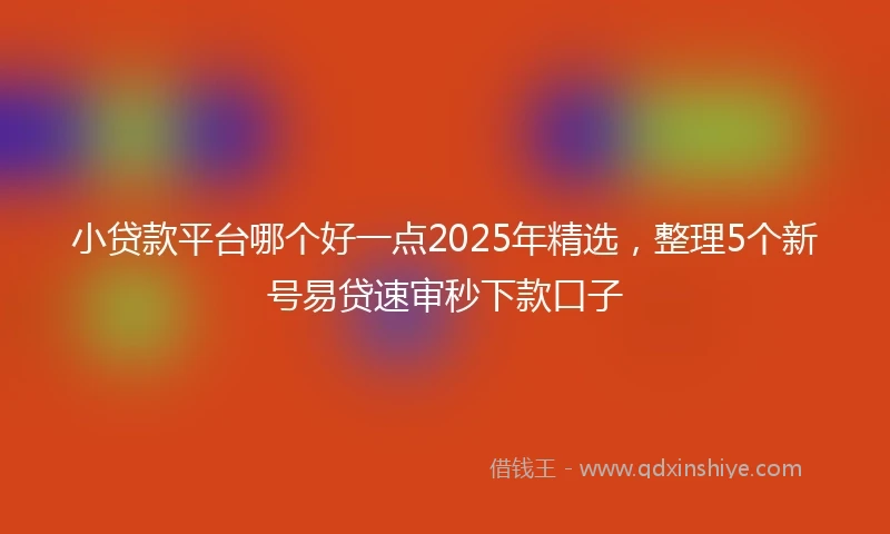 小贷款平台哪个好一点2025年精选，整理5个新号易贷速审秒下款口子